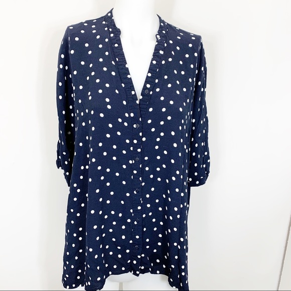 Zara High low polka dot top w/ 3/4 sleeve sz small - Picture 2 of 5
